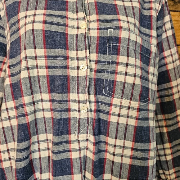 J. Crew women's plaid boy fit long sleeve half button shirt size medium - Picture 5 of 12